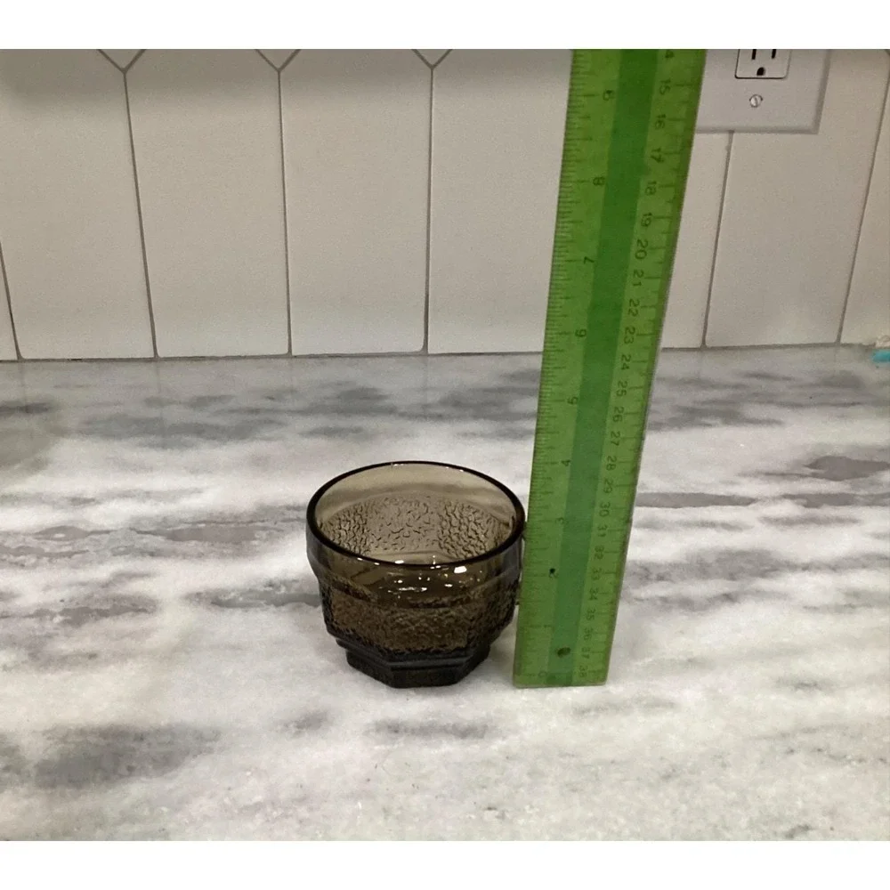 Vintage Anchor Hocking‎ Brown Octagon Textured Cups Set of 4